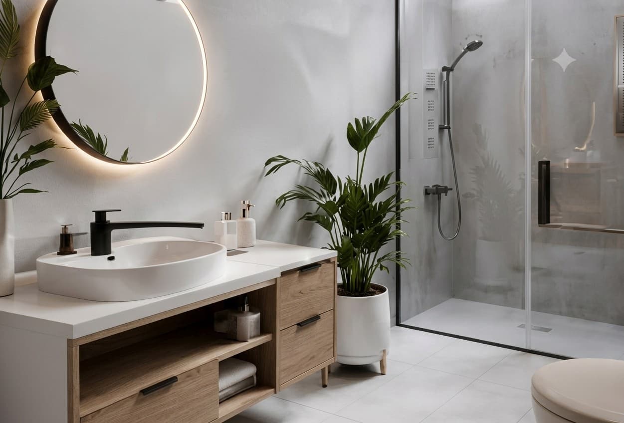 Salle de bain moderne avec douche à l'italienne