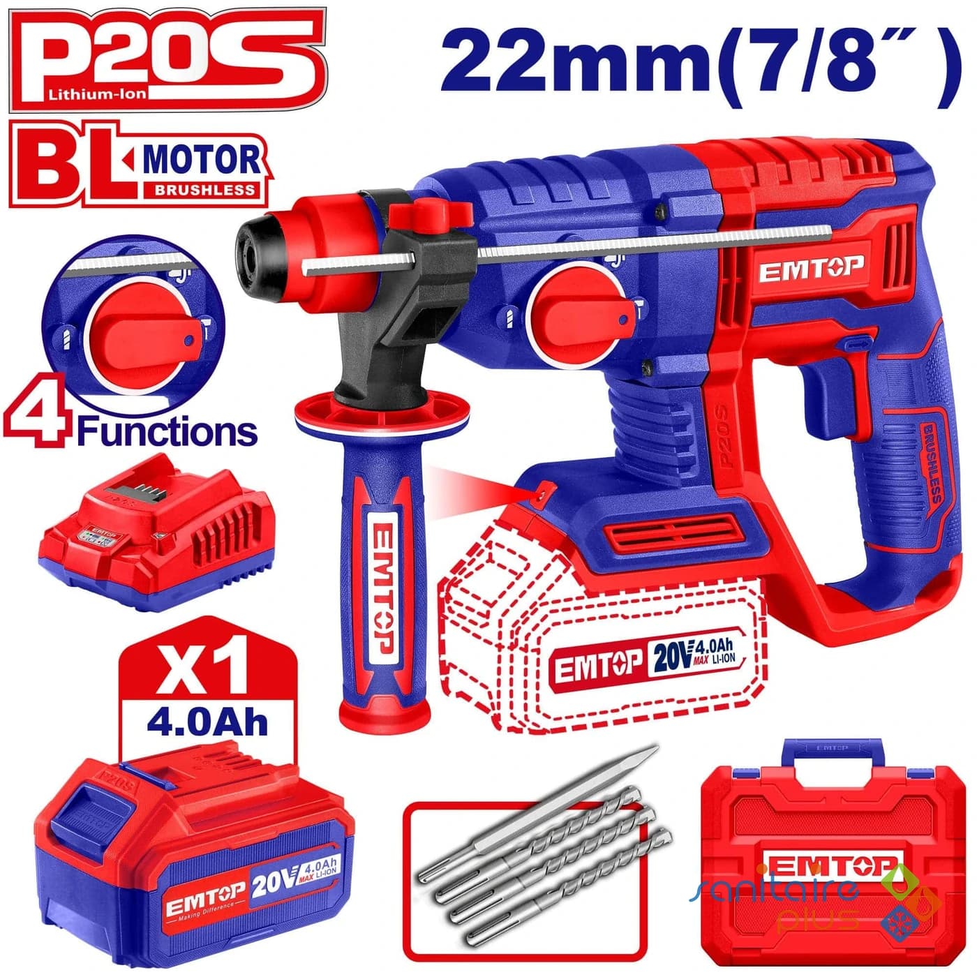 Marteau piqueur sans fil 20 V - EMTOP