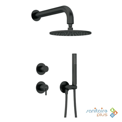 Kit Mitigeur Douche Encastré Deante Silia 250 en noir mat