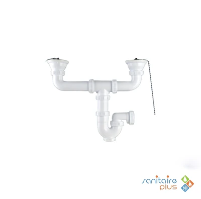 Te de vidage bi bac siphon cross